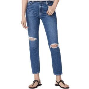 Paige Sarah Slim Straight Jeans Distressed Ripped Knee Size 30